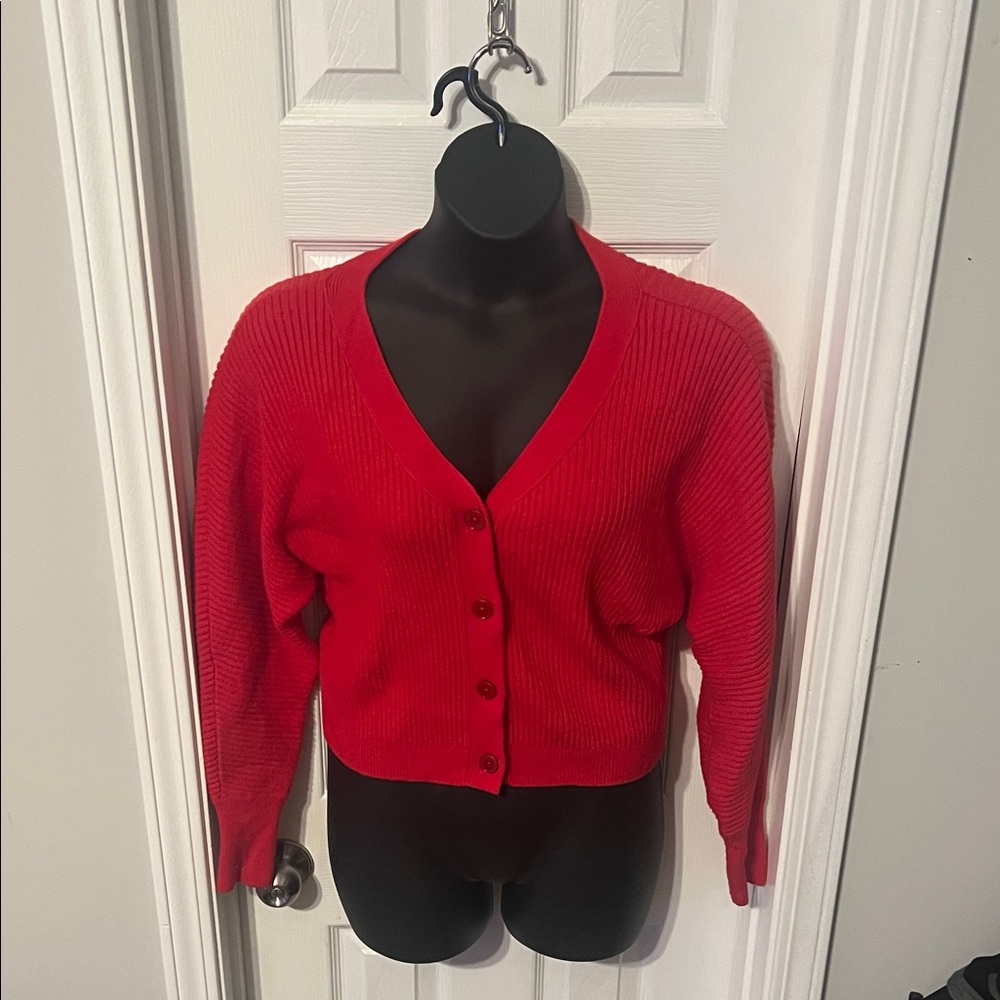 EUC Express Oversized Red Ribbed Women's Sweater Size Small